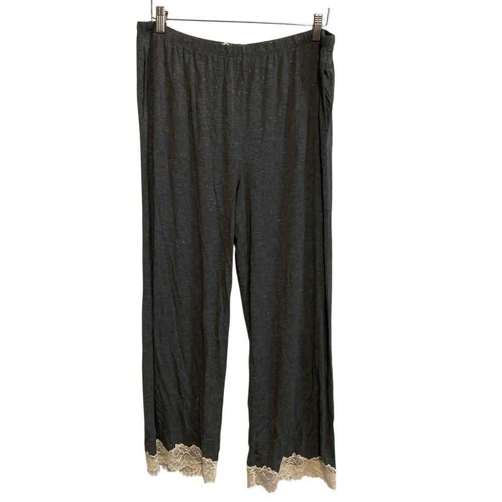 Soma Cool Nights Lace Trim Pajama Pants Large NWT Charcoal Heather Sleepwear